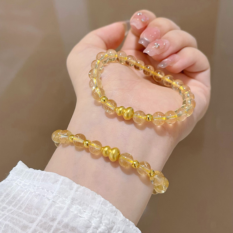 Vòng tay thạch anh tự nhiên citrine thiết kế niche cao cấp feelgolden rutilated thạch anh vòng tay may mắnRamadan