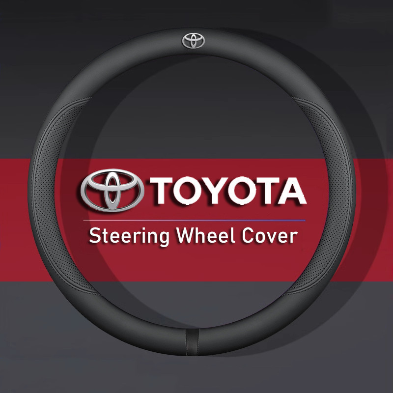 Vỏ bọc vô lăng bằng da sợi nhỏ màu đỏ chống trượt Vỏ lái thoải mái cho Toyota Yaris VIOS Corolla Viêm viêm Camry Prius Wigo Avanza Innova Fortuner Rush RAV4
