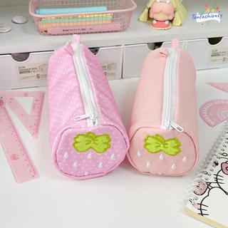Túi đựng bút TONFASHION, Bút chì dung tích lớn thêu dâu tây, Túi đựng văn phòng phẩm di động đa chức năng dễ thương Đồ dùng học tập