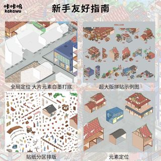 Kawu 27.0 Series Phiên Bản Lớn Cảnh Quan Dán Thành Phố 3D Thu Nhỏ Cảnh Cuộc Sống DIY Sổ Tay Dán Phim Sáng