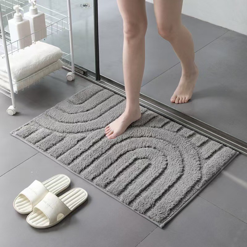 [Nordic Style] Thảm Lau Chân Nhà Tắm Lông Tuyết Flocking Siêu Thấm Hút - Thảm Chống Trượt 3D Dày Dặn Decor Cửa Ra Vào Phòng Ngủ - Morandi Grey