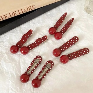 Kẹp Tóc NECKLACEMASK, Chấm Bi Liền Mạch Tóc Barrettes, Kẹp Tóc Mũ Đội Đầu Retro Màu Đỏ Thời Trang Cho Nữ Bé Gái