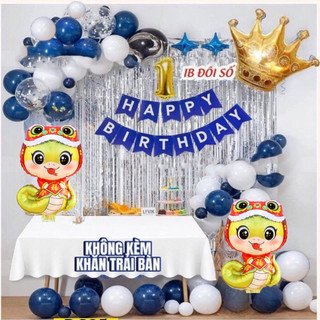 Set Bóng Bay Trang Trí Sinh Nhật Thôi Nôi Cho Bé Các Tuổi Rắn, Rồng Tone Màu Vàng, Xanh, Hồng, Đỏ SAN DF21