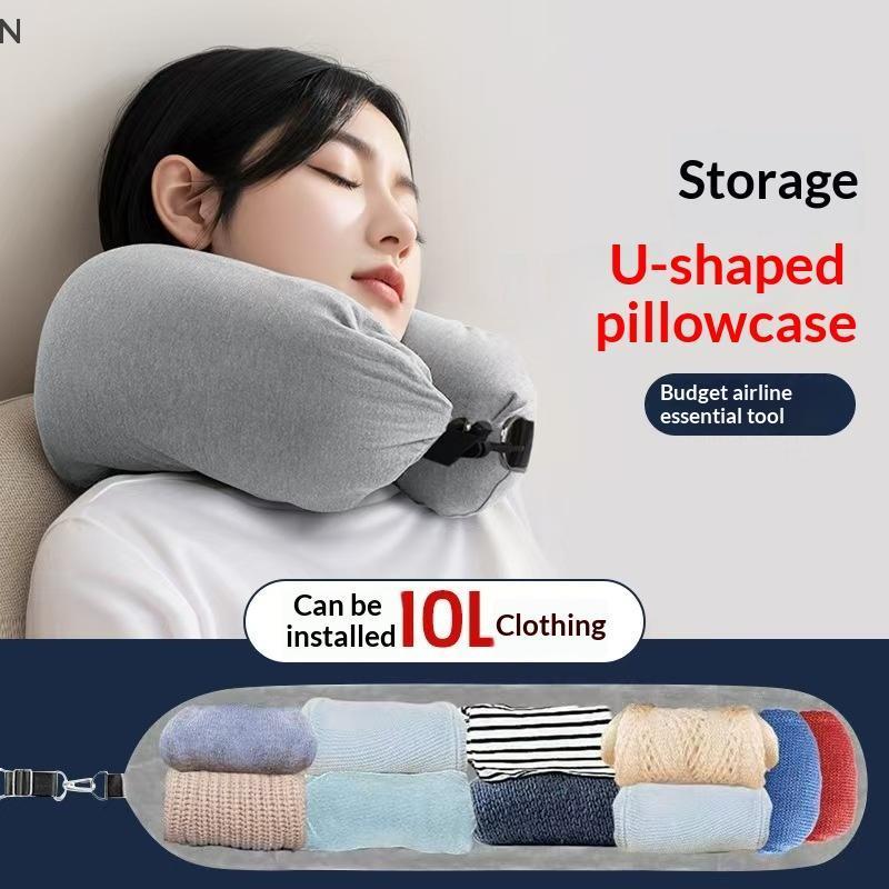 NS Du Lịch Ne Gối Có Thể Lấp Đầy Quần Áo Túi Bảo Quản Hình Chữ U Vỏ Gối Pha Lê Lông Cừu Ne Gối Dành Cho Máy Bay Du Lịch NS