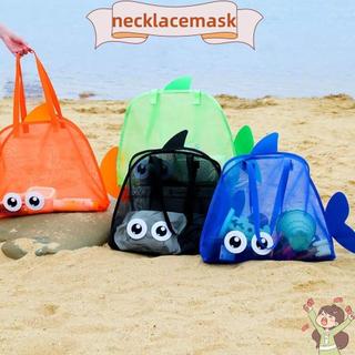 Túi đi biển du lịch NECKLACEMASK, Túi lưu trữ đồ chơi dung tích lớn có thể gập lại, Túi vệ sinh bơi lội di động hoạt hình bằng lưới