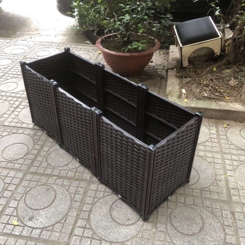 Chậu nhựa giả gỗ dài 80cm, rộng 40cm, cao 58cm, chậu trồng rau, chậu trồng cây dài