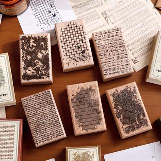 ENWEI 1 Cái [Dòng truyện họa tiết] Phong cách cổ điển Tem gỗ nhỏ giọt Bí mật Rock Time Patterns Tạp chí Nền trang trí Chất liệu