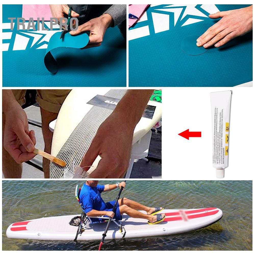 TrailPro Bộ dụng cụ sửa chữa SUP với miếng vá PVC và keo dán cho đồ bơm hơi Cờ lê ván chèo đứng di động Cờ lê Thuyền Kayak bơm hơi Ván lướt sóng