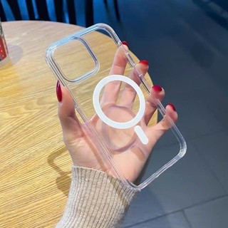 Ốp Lưng iPhone Trong Suốt Hỗ Trợ Sạc Từ Tính Không Dây Metal Ring , Bảo Vệ Camera - iP X/XS/11/12/13/14/15/16/17/Pro/Max