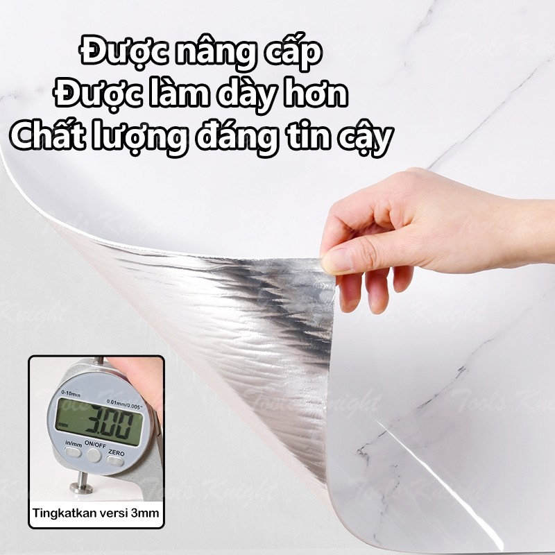 Giấy Dán Tường Phòng Ngủ Miếng Dán Tường Cuộn Xốp PVC Vân Đá Chống Thấm Nước Phủ Bóng Tự Dính