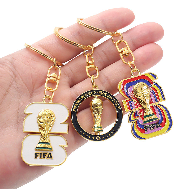 2026 World Cup Sáng Tạo Móc Khóa Sơn Men UV In Kim Loại Móc Khóa Sự Kiện Quà Tặng Lưu Niệm