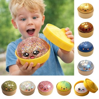 WEAVELYF Bánh bao Đồ chơi Squishy, Bò nhồi bông hấp lấp lánh có khả năng phục hồi chậm Squishy Pinch Le, Quà tặng Fidget mềm với đồ chơi Squishy hấp để giảm lo âu căng thẳng