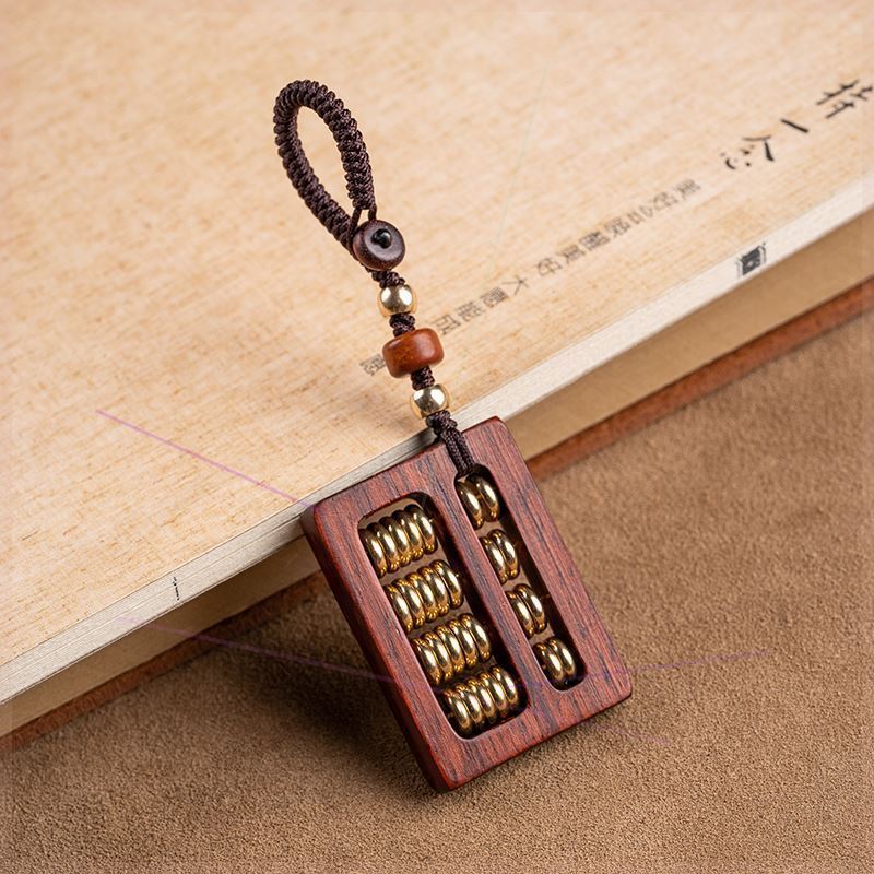 Máu Gỗ Đàn Hương Tốt Lành Ruyi Abacus Xe Móc Khóa Mặt Dây Chuyền Sáng Tạo Handmade Móc Chìa Khóa Mặt Dây Chuyền Phong Cách Cổ 26.3.12