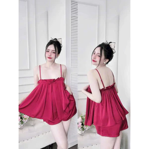 Đồ bộ ngủ nữ 2 dây quần đùi vải Latin bộ mặc nhà nữ dễ thương dưới 55kg - cn67