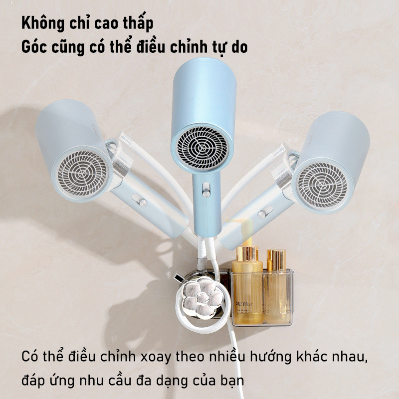 Giá Đỡ Máy Sấy Tóc Hút Chân Không Xoay 360° - Không Cần Khoan, Chịu Lực Tốt, Tiết Kiệm Không Gian Phòng Tắm