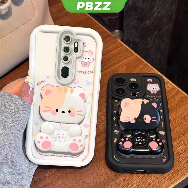 Ốp Lưng Cho oppo A5 2020 oppo a9 2020 Vỏ Điện Thoại Vỏ Mềm Silicon Chống Sốc Thiết Kế Mới Thẩm Mỹ Mèo Hoạt Hình Có Giá Đỡ Cho Gương JTMMZJ01