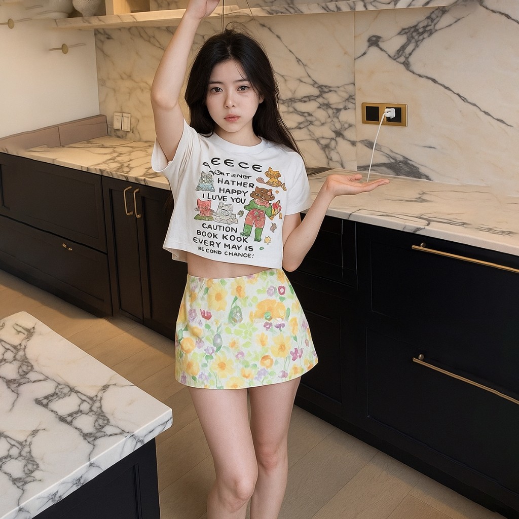 Chân Váy Nữ Cạp Trễ Họa Tiết Hoa  Phong Cách Mùa Hè C9694