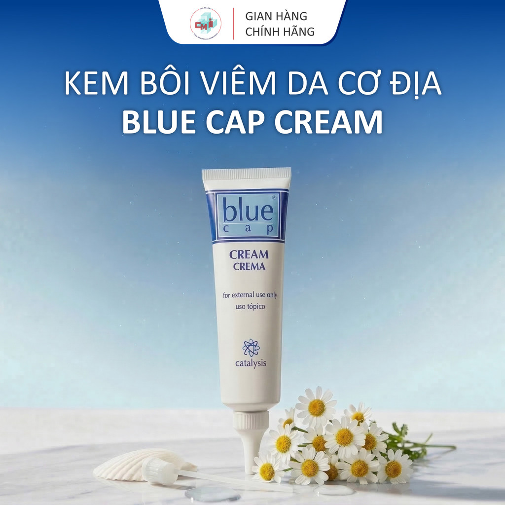 Blue Cap Cream 50g, Kem Bôi Viêm Da Cơ Địa Viêm Da Dị Ứng, Vảy Nến, Giảm Ngứa, Mẩn Đỏ, Dưỡng Ẩm, Làm Dịu Da