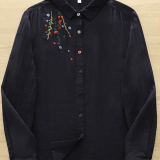 Áo sơ mi nữ 100% cotton, thêu hoa nhỏ, phù hợp mọi season