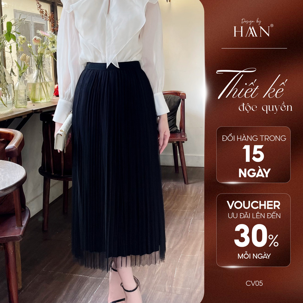 Chân Váy Xòe Nữ Dáng Dài Xếp Ly, Chất Liệu Mềm Mại Sang Trọng HAAN DESIGN CV05