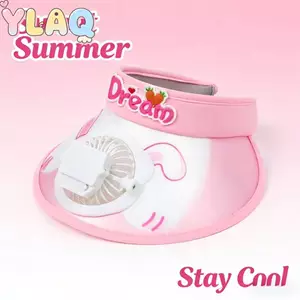 Mũ chống nắng trẻ em có quạt Hoạt hình Thiết kế dễ thương Mũ làm mát vành rộng Du lịch ngoài trời Sử dụng trên bãi biển