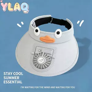 Mũ chống nắng trẻ em có quạt Thiết kế hoạt hình Vành rộng Bảo vệ tia cực tím Mũ làm mát Du lịch ngoài trời Sử dụng