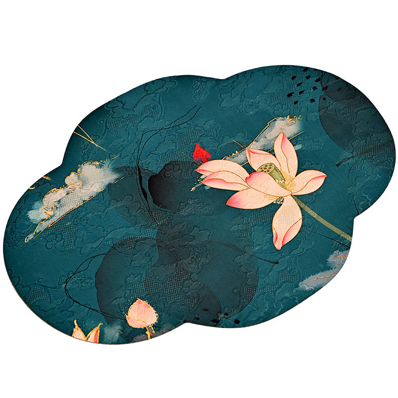 [Sẵn Sàng] Đế Lót Ấm Trà Hình Hoa Hải Đường Chống Thấm Nước Thảm Trà Đạo Zen Sang Trọng Miếng Lót Ly Cách Nhiệt Chống Trượt (Bộ Combo Cao Cấp)