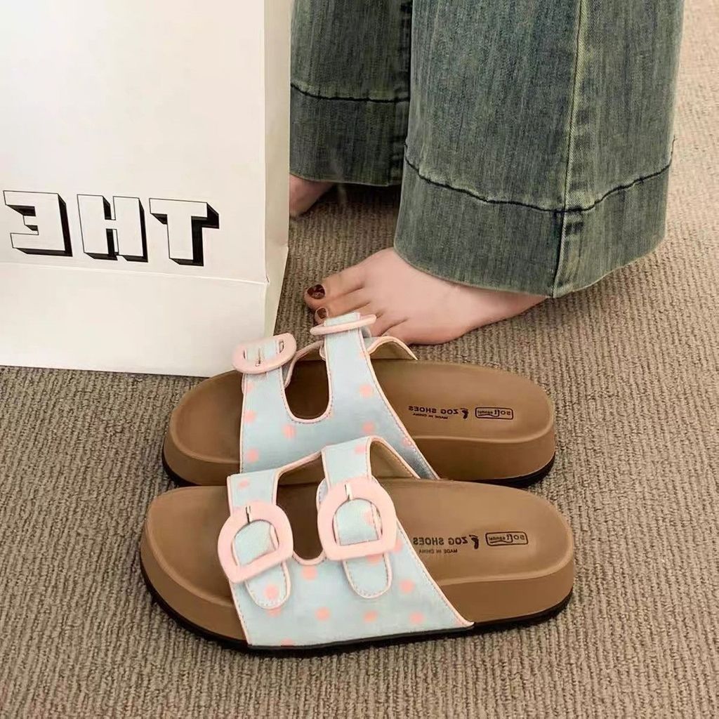 Dép LVY Nữ Mùa Hè Mặc Ngoài 2026 Phong Cách Mới Chấm Bi Đế Dày Birkenstock Giày Slip-On Out Đế Mềm Birkenstock Hal