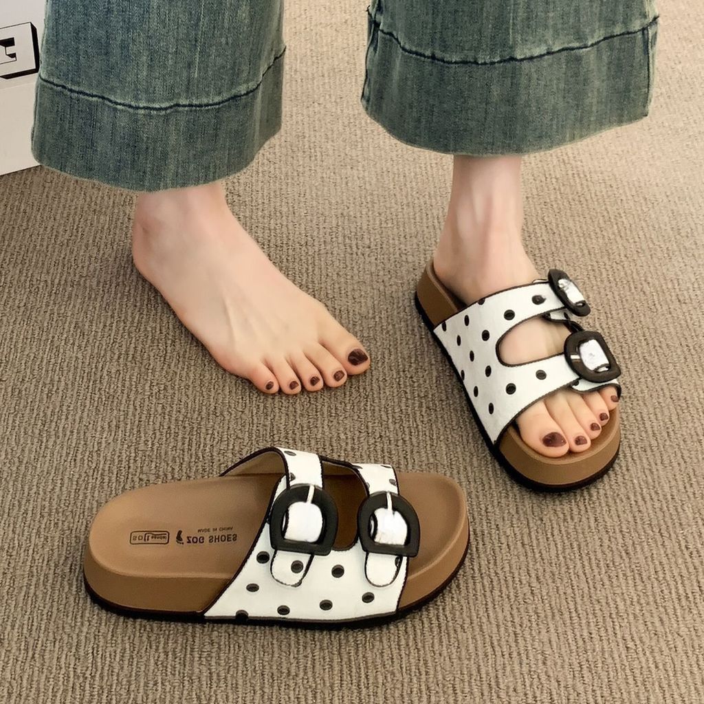 Dép LVY Nữ Mùa Hè Mặc Ngoài 2026 Phong Cách Mới Chấm Bi Đế Dày Birkenstock Giày Slip-On Out Đế Mềm Birkenstock Hal