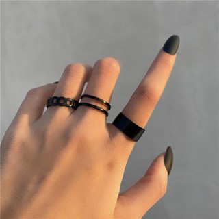Nhẫn kim loại rỗng hai lớp điều chỉnh được, phong cách Hàn Quốc tối giản dành cho nữ
