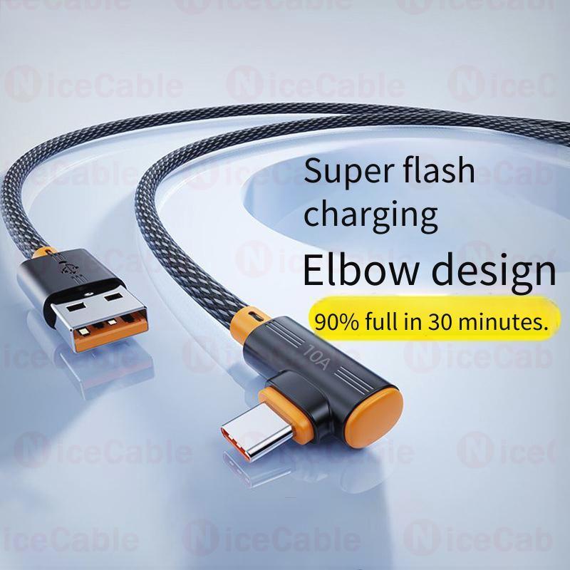 Cáp sạc điện thoại công suất cao 240W 90°Thiết kế khuỷu tay bện Cáp chống treo USB sang Type C Dây dữ liệu sạc nhanh cho ios15-17