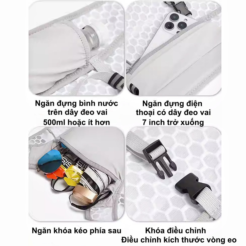 Áo Vest Chạy Bộ Đa - Phản Quang, Có Hộc Bình Nước & Giá Đỡ Điện Thoại, Dùng Cho Đạp Xe, Ngoài Trời