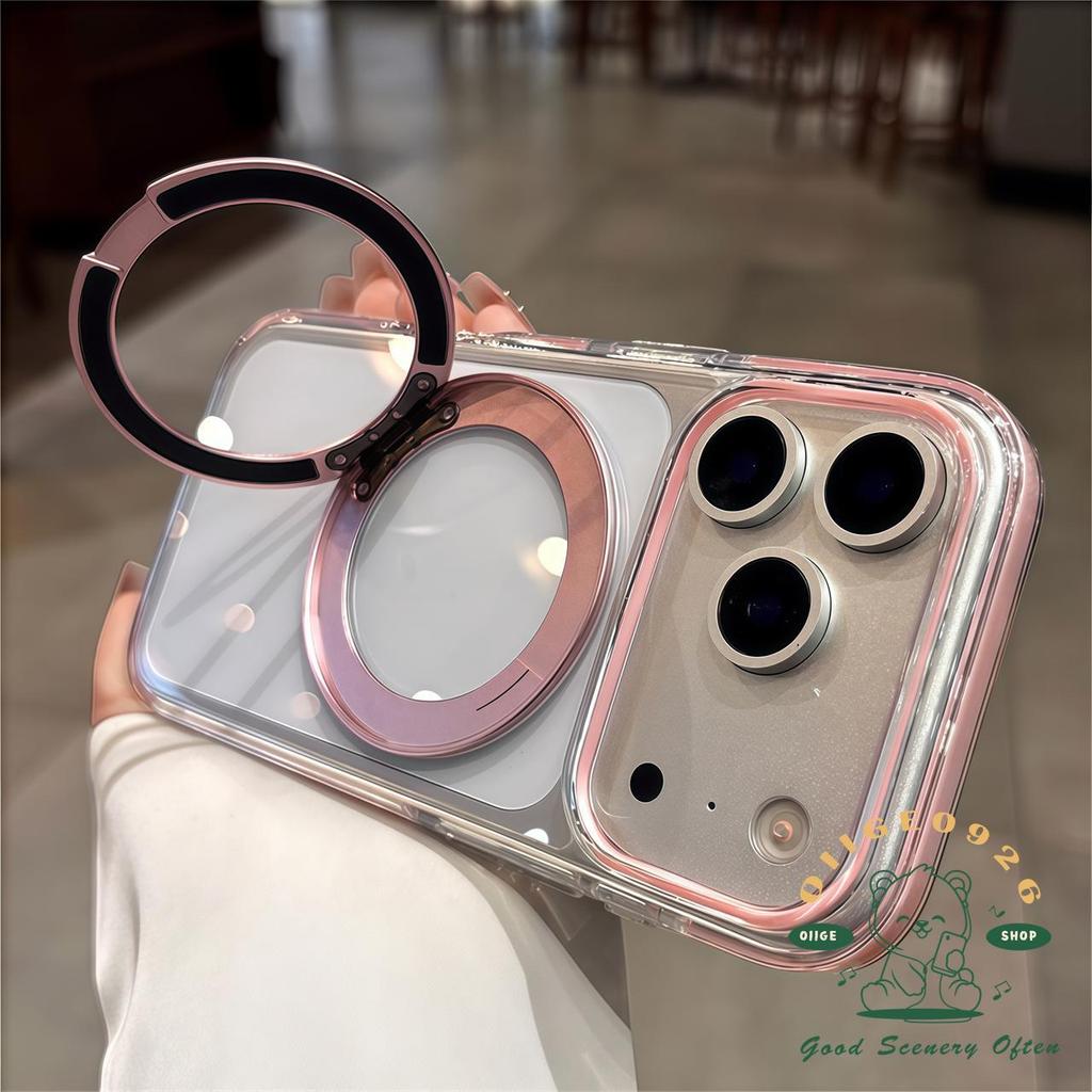 【 Ốp lưng iPhone17 】 Giá đỡ xoay từ tính acrylic chống rơi Vỏ điện thoại iphone17 Pro Max 16 15 14 13 12 cho vỏ iPhone Vỏ mềm silicon TPU chống sốc