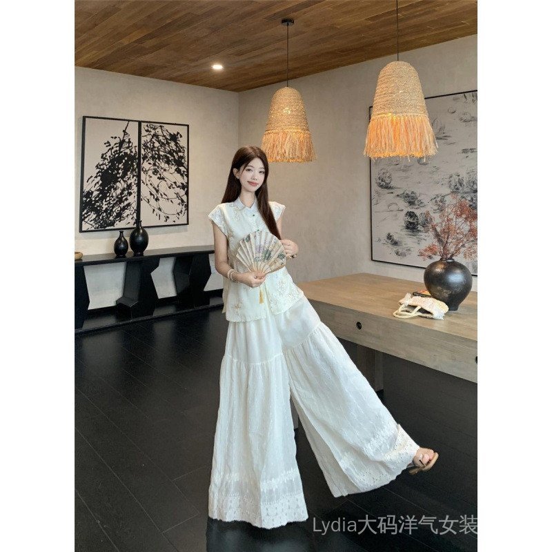 Bộ Đồ Hai Mảnh Mùa Hè, Phong Cách Phương Tây & Trung Hoa Mới, Size Lớn, Chất Lượng Cao, Thoáng Mát
