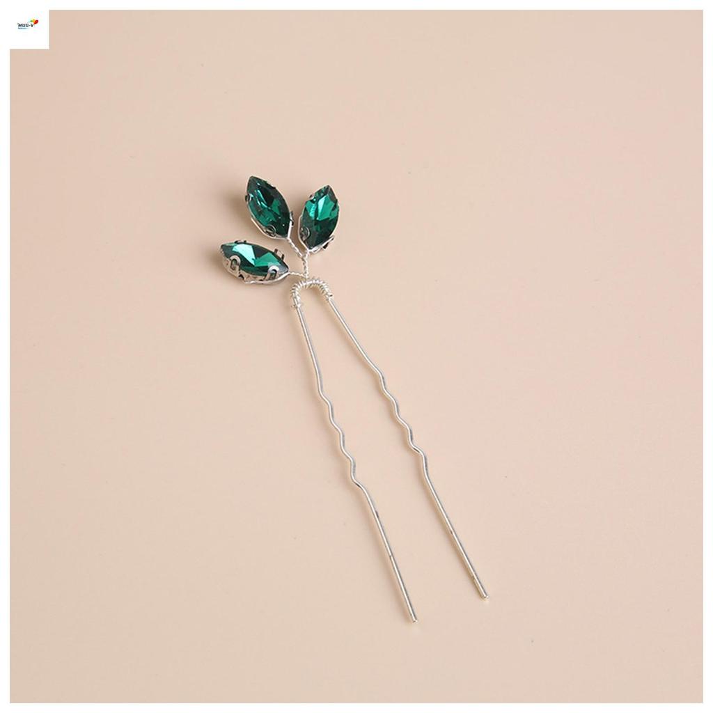 Kẹp tóc handmade hình chữ u màu xanh kim cương giả dành cho cô dâu và phù dâu