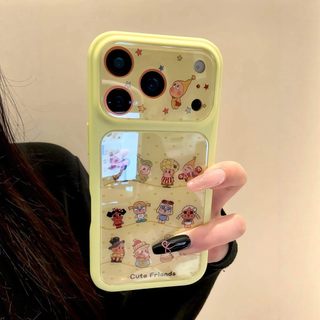 Sweet Girly Full Lens Protection Love Heart Crybaby Yellow Acrylic Phone Case Cho iPhone 17Promax 17Pro 15 16 Pro Max Vỏ Phụ Nữ Chống Sốc