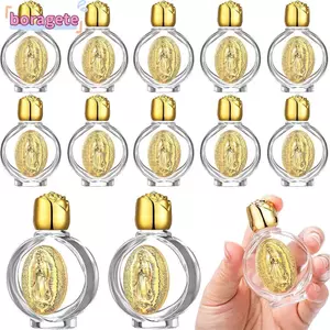 Bình nước thánh thủy tinh BORAGETE 0.5 fl oz vàng, nắp toned, mô hình Đức Mẹ Guadalupe
