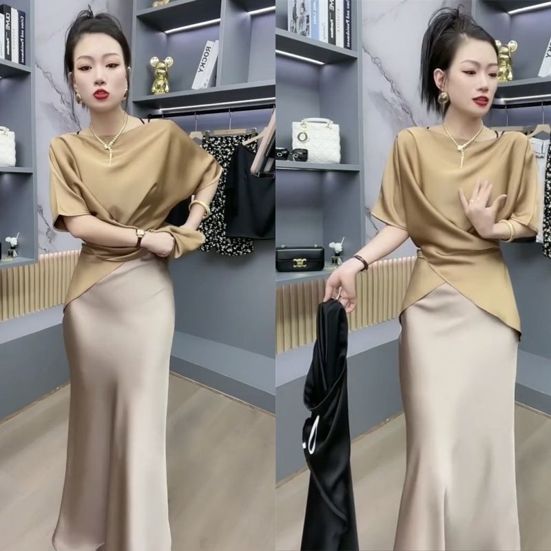Váy Satin Tay Ngắn Dáng Ôm - Phong Cách Mùa Hè Thời Trang 2026