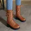 VNTMLH34-43 Kích Thước Lớn Gót Dày Ngón Chân Tròn Thời Trang Preppy Phong Cách Martin Giày Bốt Ngắn Ren Dây Đeo Bằng Dây Lưng Xe Máy Giày Ngắn