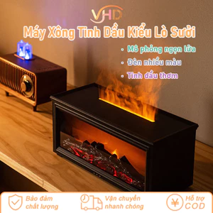Máy Xông Tinh Dầu Phòng Ngủ Kiểu Lò Sưởi - Hiệu Ứng Ngọn Lửa 3D Siêu Đẹp, Đèn Ngủ LED 7 Màu Sang Trọng, Tinh Tế