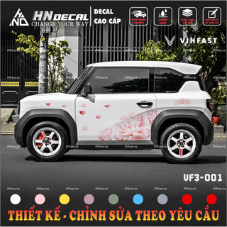 Tem dán xe VF3 - Decal dán xe VF3 MẪU HOA nhiều màu sắc lựa chọn. 1 bộ dán 2 bên ( mẫu VF3 - 01 )