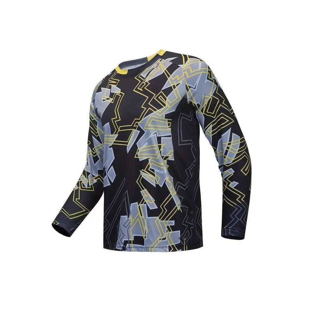Áo thun dài tay Motocross & leo núi 3D | Áo câu cá cắm trại cưỡi ngựa ngoài trời dành cho nam
