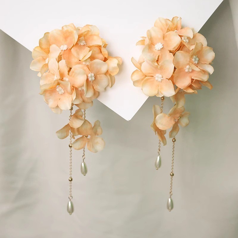 Phong Cách Mới Tinh Tế Hydrangea Tua Rua Kẹp Tóc Ngày Lễ Bầu Không Khí Đầu Ảnh Hoa Phụ Kiện Tóc