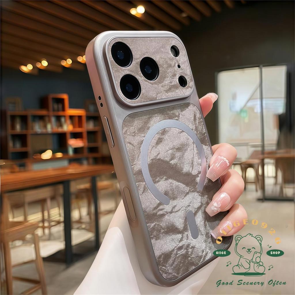 【 Ốp lưng iPhone17 】 Vỏ điện thoại từ tính da túi khí màu cam iphone17 Pro Max 16 15 14 13 cho vỏ iPhone Vỏ mềm silicon TPU chống sốc