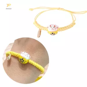 Vòng tay gốm thủ công hình mèo maneki neko dễ thương, mang lại may mắn - Bộ đôi