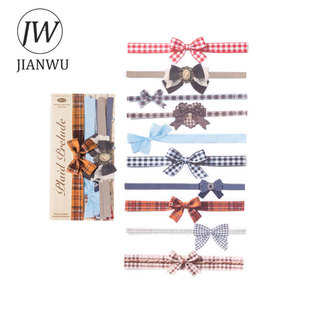 JIANWU Thời Gian Quà Tặng Series Vintage Ren Nơ Chất Liệu Phong Cảnh Cắt Dán Thêu Sò Nhãn Dán Sáng Tạo DIY Tạp Chí Văn Phòng Phẩm