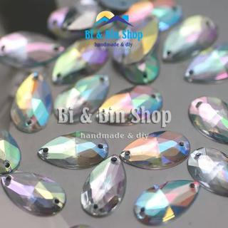 [A2] Hạt Đá Kết Nhựa Giọt Nước Ánh Cừ AB Đáy Bạc Dùng Đính Kết Trang Phục Thời Trang