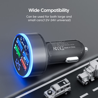 Elough 100W 6 Cổng Sạc Xe Hơi Sạc Nhanh Sạc Điện Thoại USB Loại C Màn Hình Hiển Thị Kỹ Thuật Số Sạc Adapter