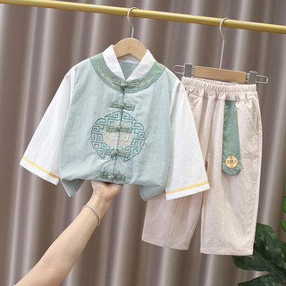 Năm Mới Tết Nguyên Đán Quần Áo Trẻ Em Quần Áo Bé Trai Hanfu Mùa Hè Mỏng Phong Cách Cổ Trang Phục Bộ Đồ Hai Mảnh Trẻ Em Trung Nhỏ Phong Cách Mới Phong Cách Cổ Trung Quốc Playboy Master Tang Phù Hợp Với Cảm Giác Cao Cấp 01
