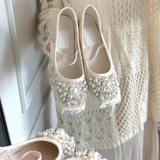 Giày ba lê phẳng kiểu cổ điển Ngọc trai Giày đơn